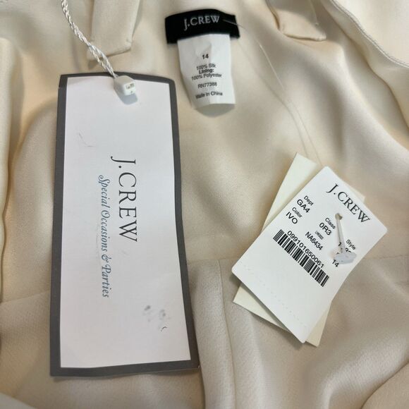 J Crew Robin Silk Tricotine Dress Size 14 Ivory Wedding Gown NWT - Picture 13 of 14